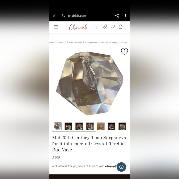 Petite, Mid-Century Modern, faceted crystal "Orchid" bud vase by Timo Sarpaneva - Picture 13 of 14